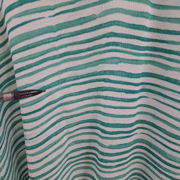 Susan Graver Scarf Top XL‎ Print Summer Beach Coverup Flowy Casual Teal White - Picture 7 of 7